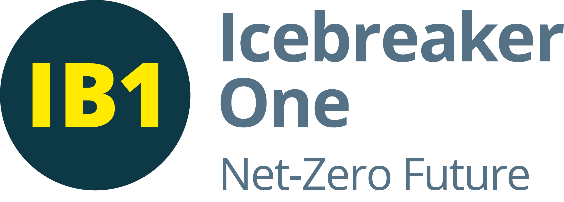 Icebreaker One + strapline: blue roundel and light blue text