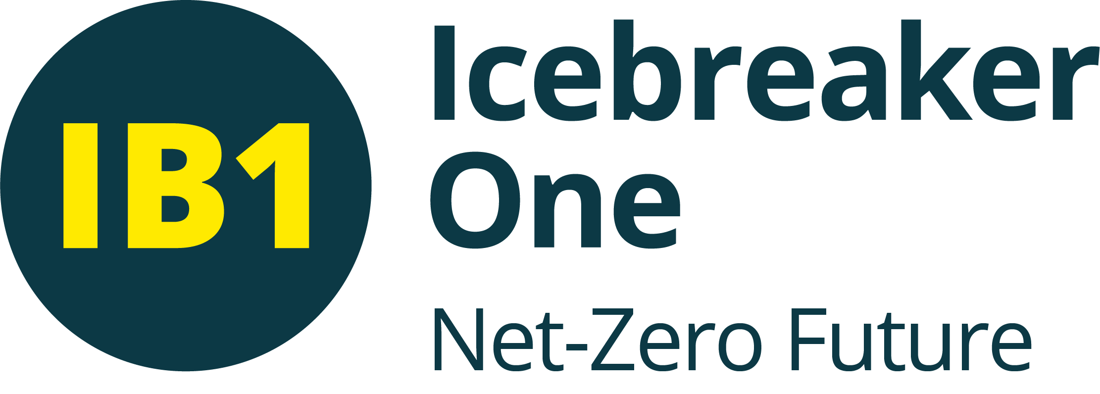 Icebreaker One + strapline: blue roundel and dark blue text