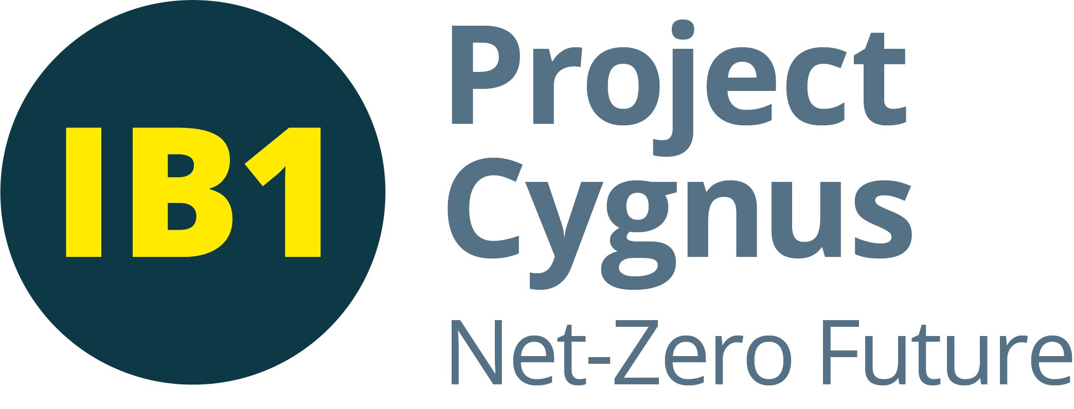 IB1 Project Cygnus + strapline: blue roundel and light blue text