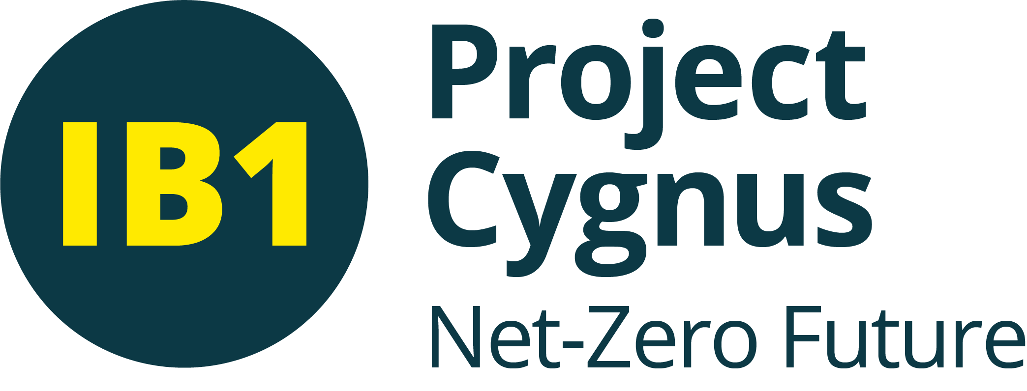 IB1 Project Cygnus + strapline: blue roundel and dark blue text