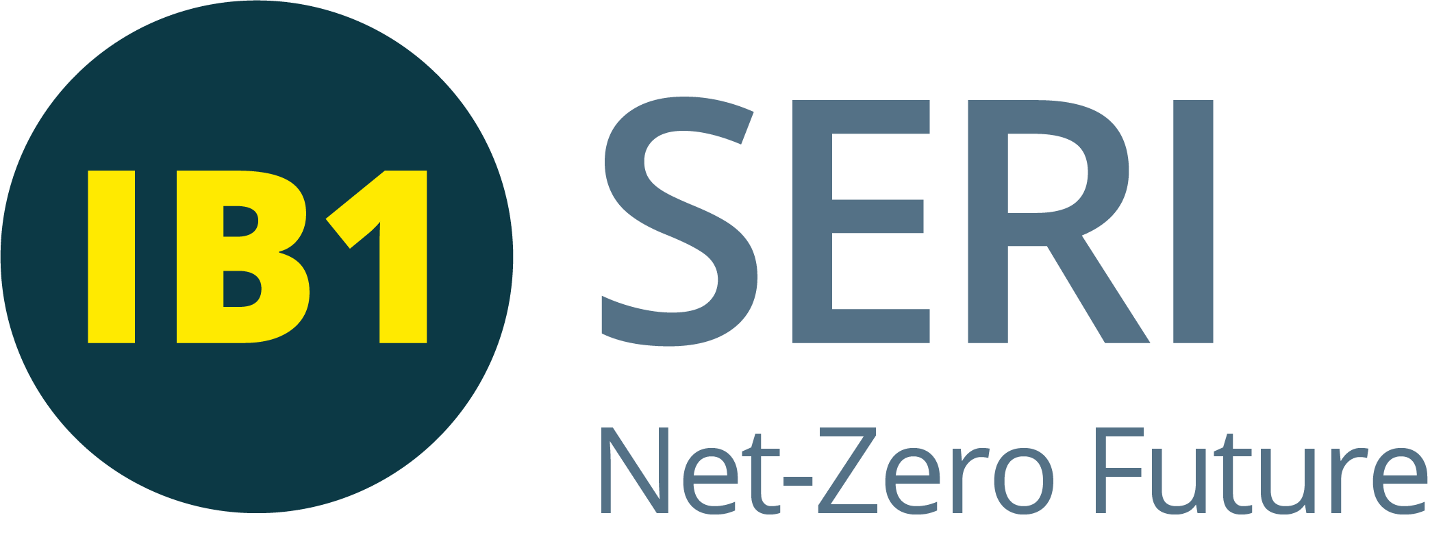 IB1 SERI + strapline: blue roundel and light blue text